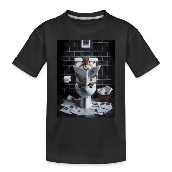 Eichhörnchen Toilette Zeitung lesen Geschenk - Kinder Premium Bio T-Shirt - Schwarz - Vorne