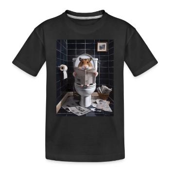 Hamster Toilette Zeitung lesen Geschenk - Kinder Premium Bio T-Shirt - Schwarz - Vorne