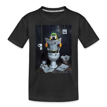 Papagei Toilette Zeitung lesen Geschenk - Kinder Premium Bio T-Shirt - Schwarz - Vorne