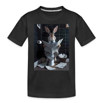 Kaninchen Toilette Zeitung lesen Geschenk - Kinder Premium Bio T-Shirt - Schwarz - Vorne