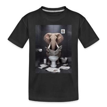 Elefant Toilette Zeitung lesen Geschenk - Kinder Premium Bio T-Shirt - Schwarz - Vorne