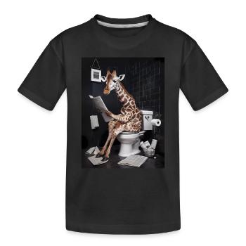 Giraffe Toilette Zeitung lesen Geschenk - Kinder Premium Bio T-Shirt - Schwarz - Vorne