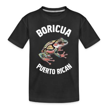 Boricua Puerto Rican Coqui Puerto Rico Kunstvolle - Kinder Premium Bio T-Shirt - Schwarz - Vorne