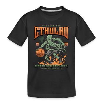 Basketball Cthulhu Kult Lovecraft Necronomicon - Kinder Premium Bio T-Shirt - Schwarz - Vorne