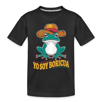 Yo Soy Boricua Puerto Rican Frosch Mit Hut - Kinder Premium Bio T-Shirt - Schwarz - Vorne