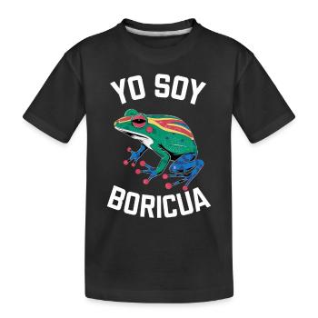 Yo Soy Boricua Frog – Proud Puerto Rican - Kids' Premium Organic T-Shirt - black - Front