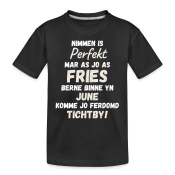 Frison né en juin. Texte d’anniversaire frison - T-shirt bio Premium Enfant - noir - Devant