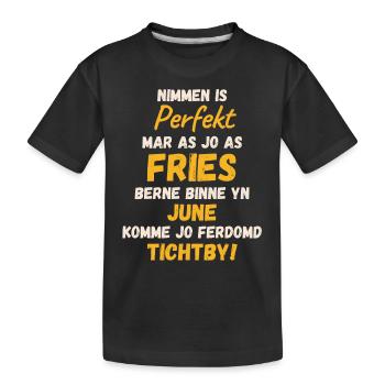 Frisians born in June, text, birthday design - Kids' Premium Organic T-Shirt - black - Front