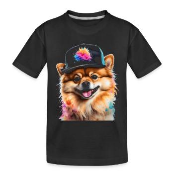 Loulou de Poméranie Casquette Snapback Chien Imprimé - T-shirt bio Premium Enfant - noir - Devant