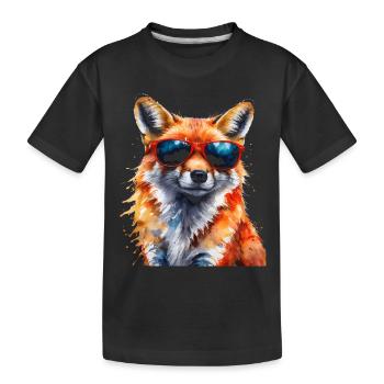 Fuchs Sonnenbrille Bunt Tier Design Print - Kinder Premium Bio T-Shirt - Schwarz - Vorne