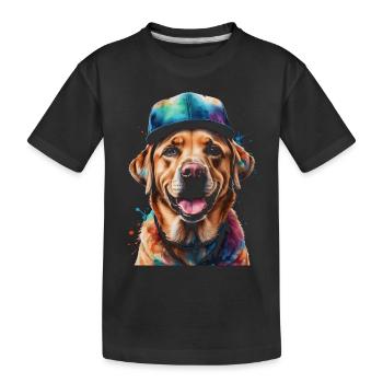 Labrador Retriever Snapback Cap Chien Design Print - T-shirt bio Premium Enfant - noir - Devant