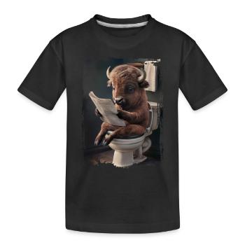 Bison-Toilette Geschenk - Kinder Premium Bio T-Shirt - Schwarz - Vorne