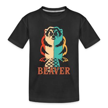 Retro Eurasischer Castor Canadensis Nordamerikanisch - Kinder Premium Bio T-Shirt - Schwarz - Vorne