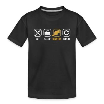 Eat Sleep Beavers Repeat Castor Canadensis - Kids' Premium Organic T-Shirt - black - Front