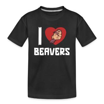 I love Beavers Eurasian Castor Canadensis Beaver - Kids' Premium Organic T-Shirt - black - Front