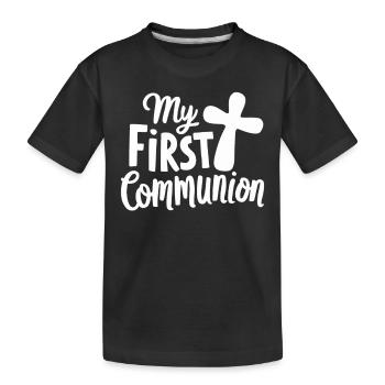 Meine Erste Kommunion Feierliches Design - Kinder Premium Bio T-Shirt - Schwarz - Vorne