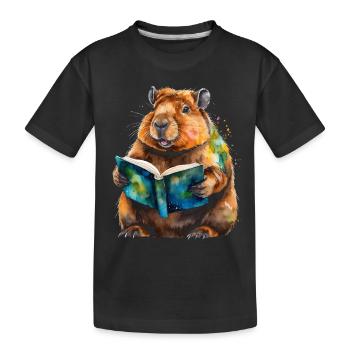 Capybara livre de lecture Capy coloré Animal Design Print - T-shirt bio Premium Enfant - noir - Devant