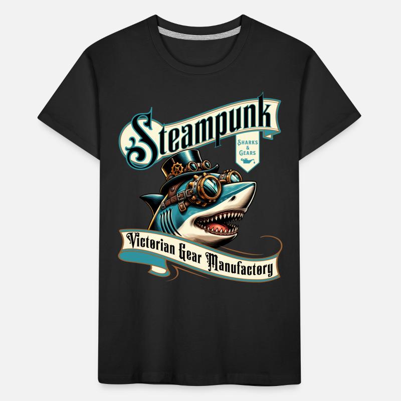 Steampunk Shark Comic Kids' Premium Organic T-Shirt