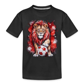 Lion Football Colorful Poland Animal Design Print - Kids' Premium Organic T-Shirt - black - Front