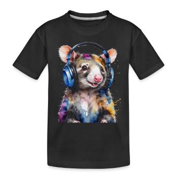 Casque Opossum Imprimé de conception d’animaux colorés - T-shirt bio Premium Enfant - noir - Devant