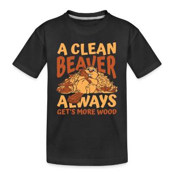 Clean Beaver bekommt immer mehr Holz nach Norden - Kinder Premium Bio T-Shirt - Schwarz - Vorne