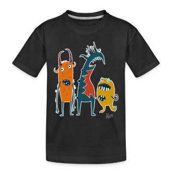 Une troupe comique et drôle de monstres étranges - T-shirt bio Premium Enfant - noir - Devant