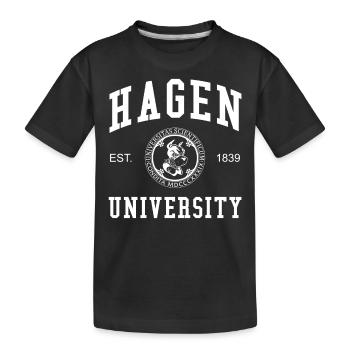 Hagen University Universität Hochschule Uni - Kinder Premium Bio T-Shirt - Schwarz - Vorne