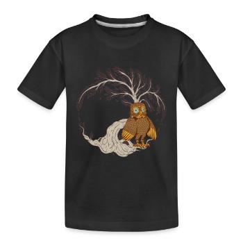 Eule Eulen Märchen Kind Kinder Märchenfigur - Kinder Premium Bio T-Shirt - Schwarz - Vorne