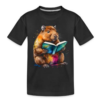Capybara livre de lecture Capy coloré Animal Design Print - T-shirt bio Premium Enfant - noir - Devant