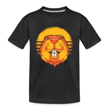 Retro Nordamerikanische Eurasische Castor Canadensis - Kinder Premium Bio T-Shirt - Schwarz - Vorne