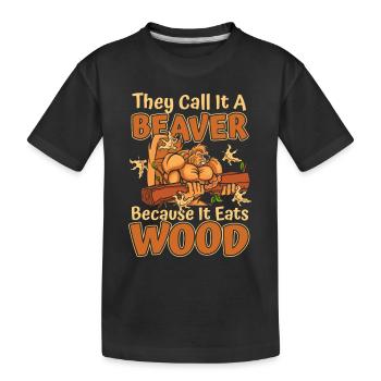 Ils l’appellent un castor parce qu’il mange du bois - T-shirt bio Premium Enfant - noir - Devant