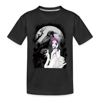 Mystical Crow Swan Fairy Tale Fairy Elf Birds - Kids' Premium Organic T-Shirt - black - Front