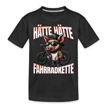 Lustiges Radfahrer - Hätte Hätte Fahrradkette - Kinder Premium Bio T-Shirt - Schwarz - Vorne