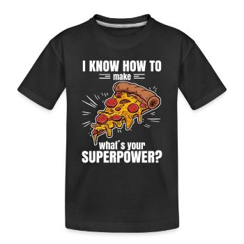 Lustiges Pizza Design - Kinder Premium Bio T-Shirt - Schwarz - Vorne