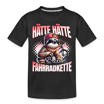 Lustiges Radfahrer - Hätte Hätte Fahrradkette - Kinder Premium Bio T-Shirt - Schwarz - Vorne