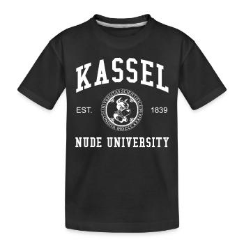 Kassel Nude University Universität Hochschule Uni - Kinder Premium Bio T-Shirt - Schwarz - Vorne