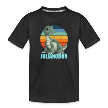 Julianodon Kombination aus Julian und Iguanodon - Kinder Premium Bio T-Shirt - Schwarz - Vorne
