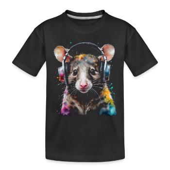 Casque Opossum Imprimé de conception d’animaux colorés - T-shirt bio Premium Enfant - noir - Devant