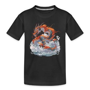 Drache Drachen Fabeltier Märchen - Kinder Premium Bio T-Shirt - Schwarz - Vorne