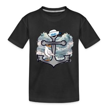 Maritim Möwe Möwen Seefahrer Seemänner - Kinder Premium Bio T-Shirt - Schwarz - Vorne