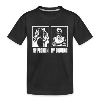 Réceptionniste Mon problème Ma solution Pictogramme Papa - T-shirt bio Premium Enfant - noir - Devant