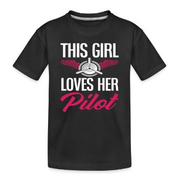 Pilot Dieses Mädchen Liebt Ihren Piloten - Kinder Premium Bio T-Shirt - Schwarz - Vorne