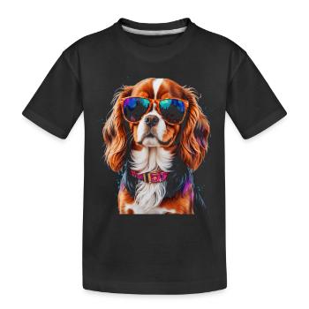 Cavalier King Charles Spaniel Sunglasses Dog - Kids' Premium Organic T-Shirt - black - Front