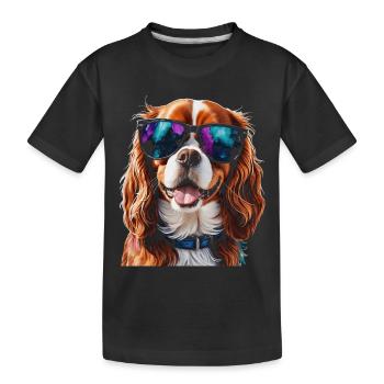 Cavalier King Charles Spaniel Sunglasses Dog - Kids' Premium Organic T-Shirt - black - Front