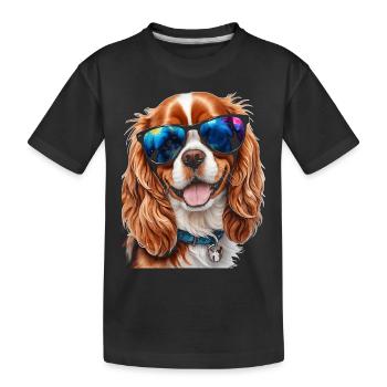 Cavalier King Charles Spaniel Sunglasses Dog - Kids' Premium Organic T-Shirt - black - Front