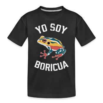 Yo Soy Boricua Buntes Froschmotiv für Puerto - Kinder Premium Bio T-Shirt - Schwarz - Vorne