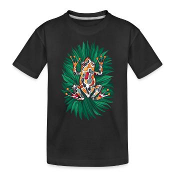 Coqui Frosch Puerto Rico Tropisches Kunstwerk - Kinder Premium Bio T-Shirt - Schwarz - Vorne
