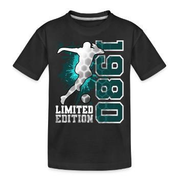 1980 Geboren Fußball Limited Edition Geburtstag - Kinder Premium Bio T-Shirt - Schwarz - Vorne