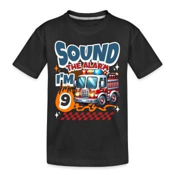 9th Birthday Fire Brigade - Kids' Premium Organic T-Shirt - black - Front