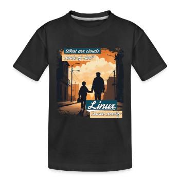 Cloud Wolken Linux Server Admin Nerd Witz - Kinder Premium Bio T-Shirt - Schwarz - Vorne